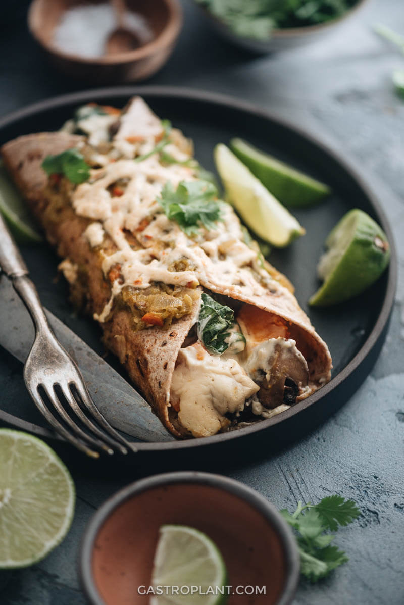 Vegan enchiladas on plate