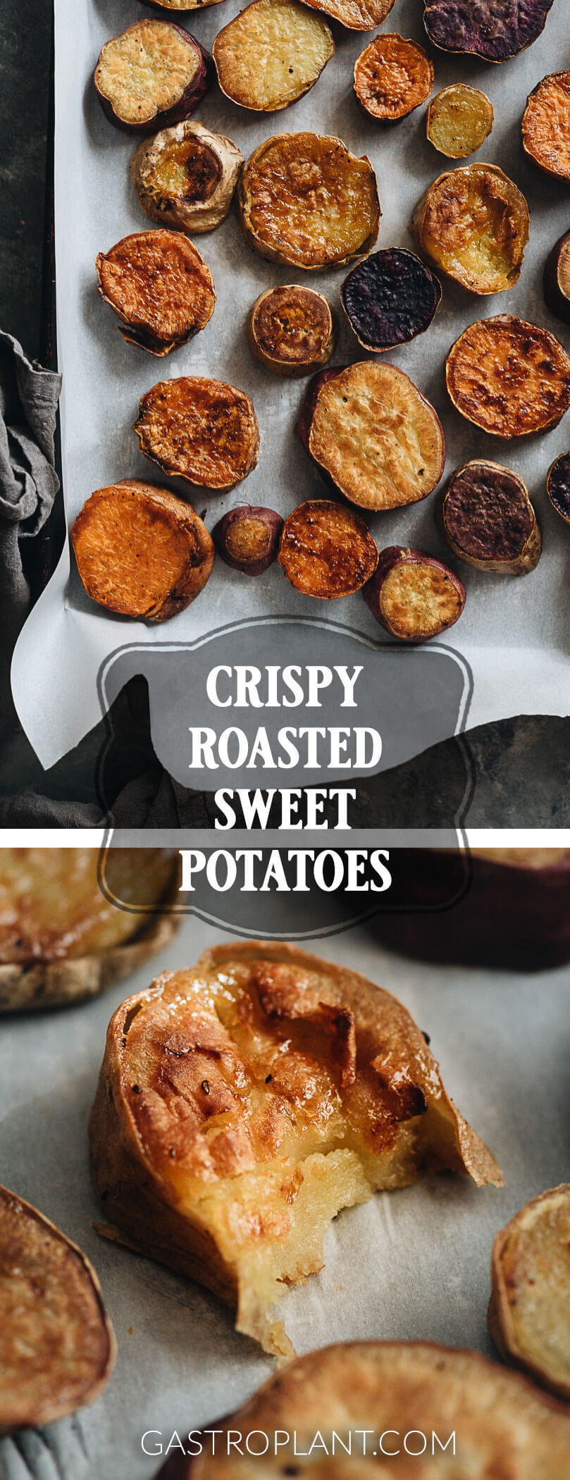 Crispy roasted sweet potatoes collage
