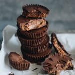 Miso peanut butter cups stacked square