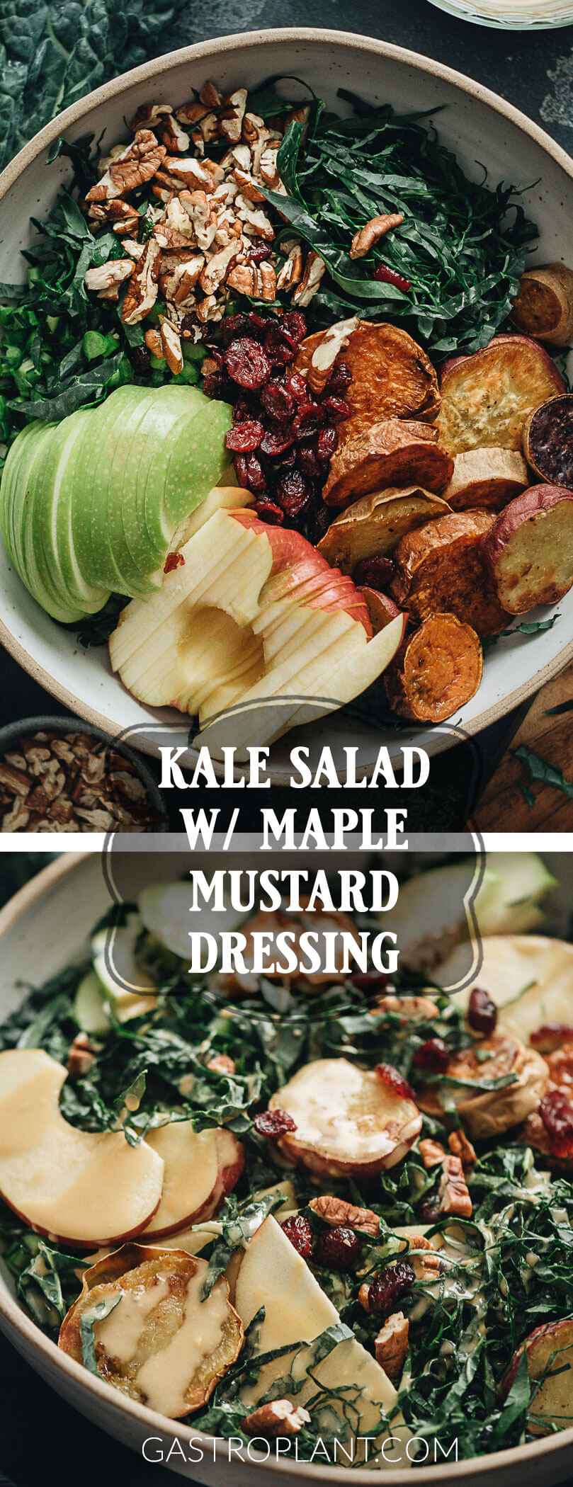 Vegan kale salad collage