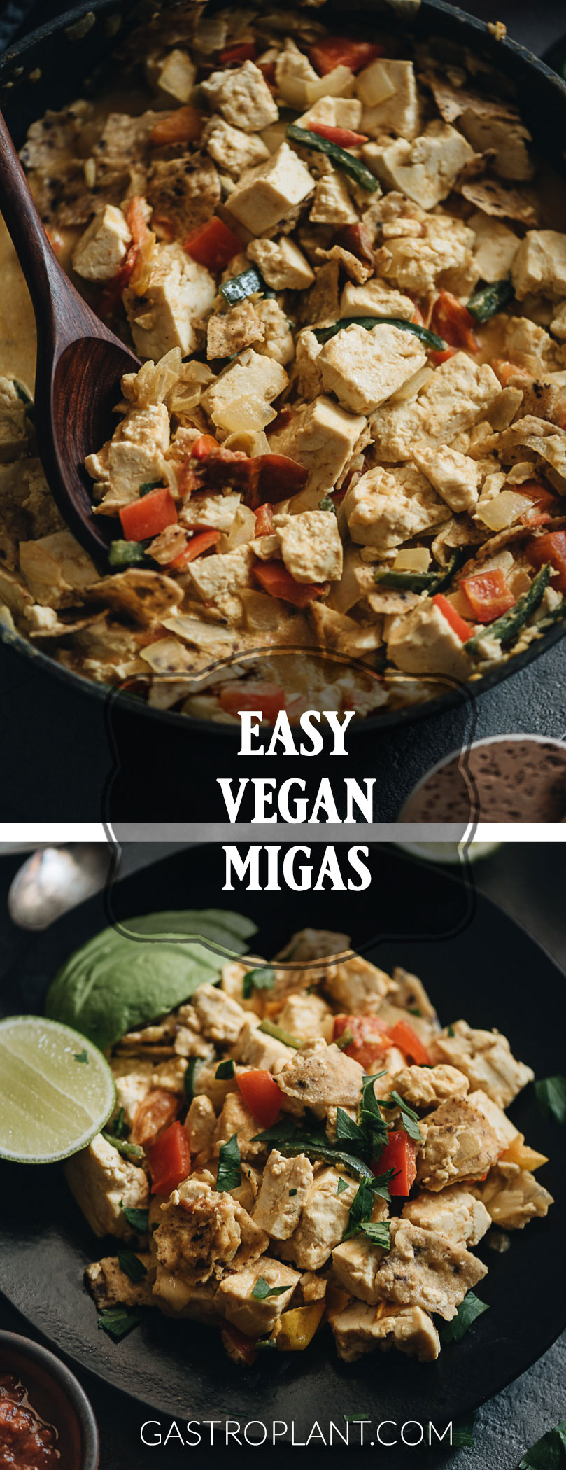 Vegan migas collage with text