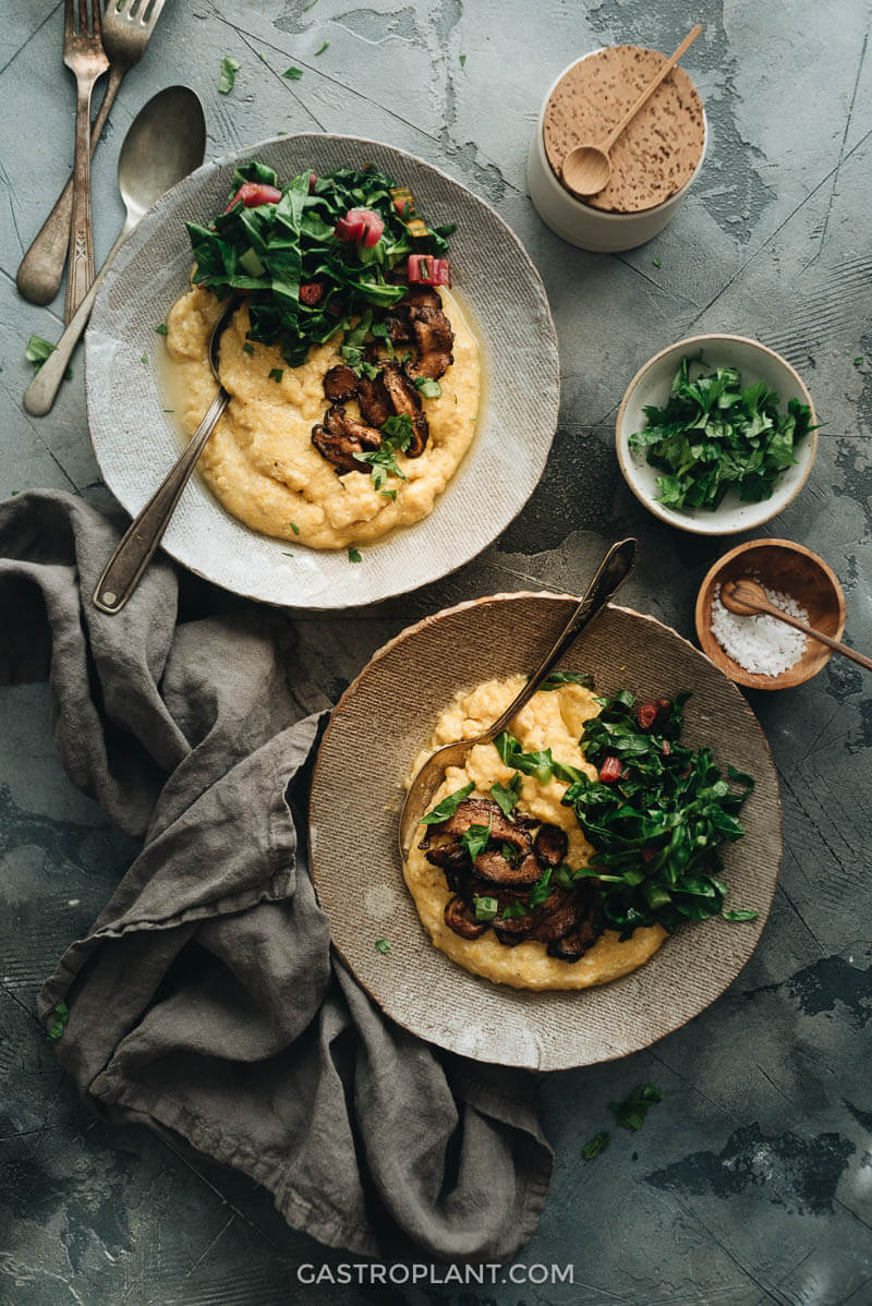 Vegan cheese grits on the breakfast table