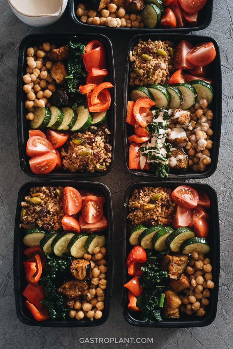 Healthy Mediterranean Buddha Bowl Meal Prep in Containers