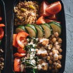 Healthy Mediterranean Buddha Bowl Meal Prep Close-Up