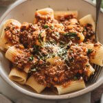 Healthy Vegan Bolognese Sauce on Italian Pasta