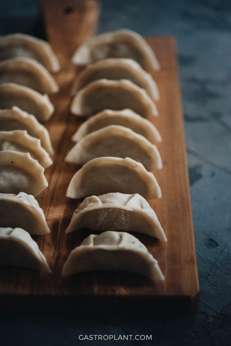 Uncooked mushroom dumplings