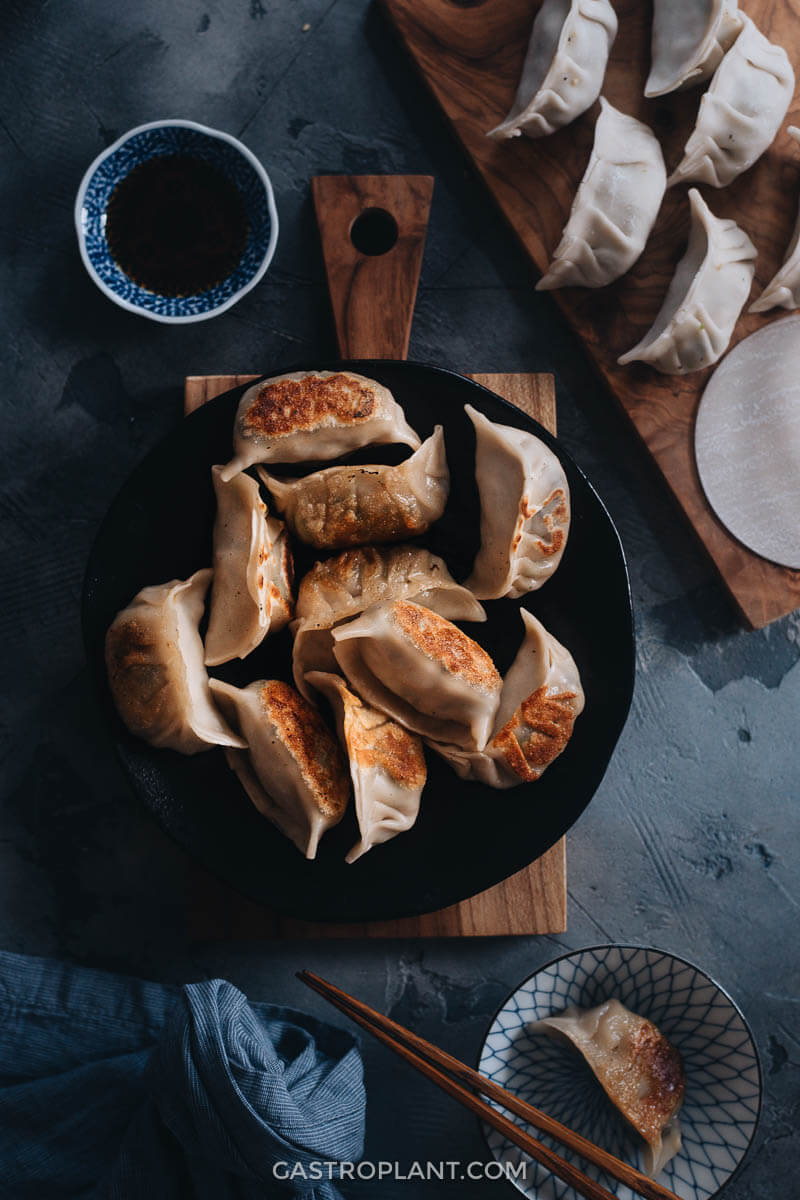 Homemade vegan dumplings for dinner