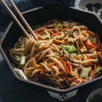 Easy plant-based stir-fried udon noodles