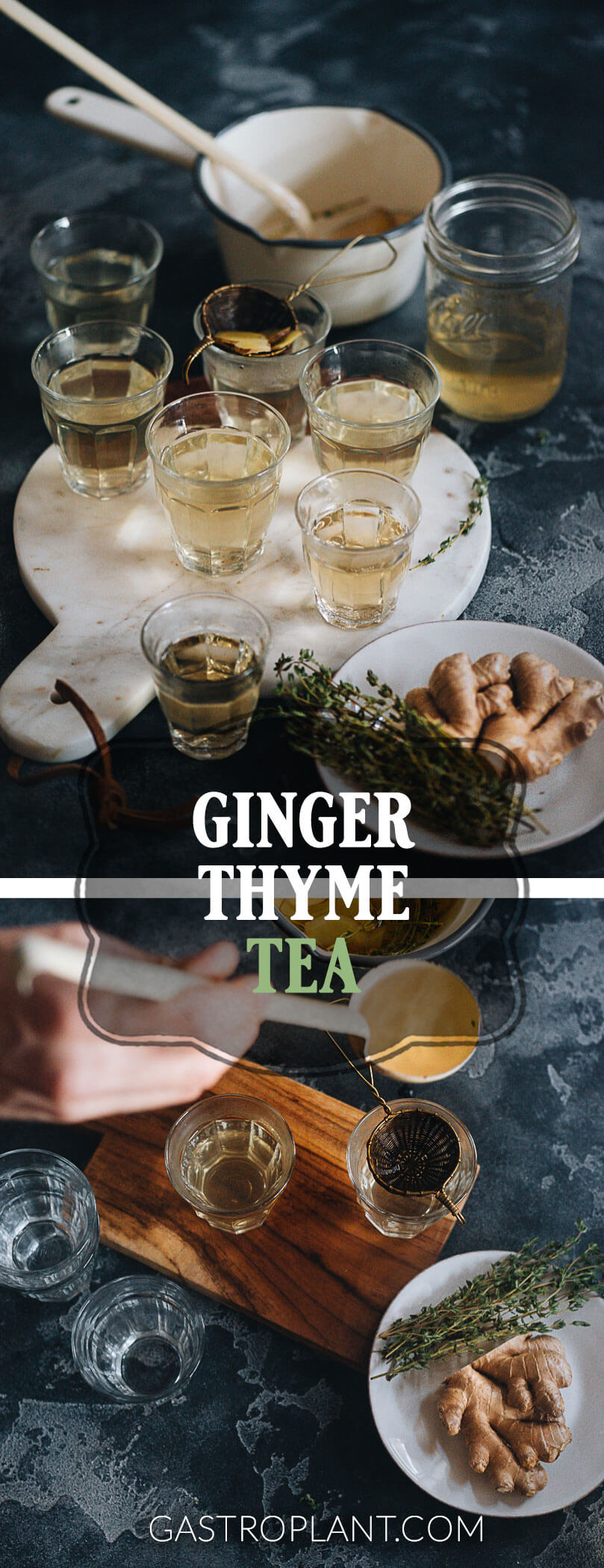 Easy refreshing ginger thyme tea collage
