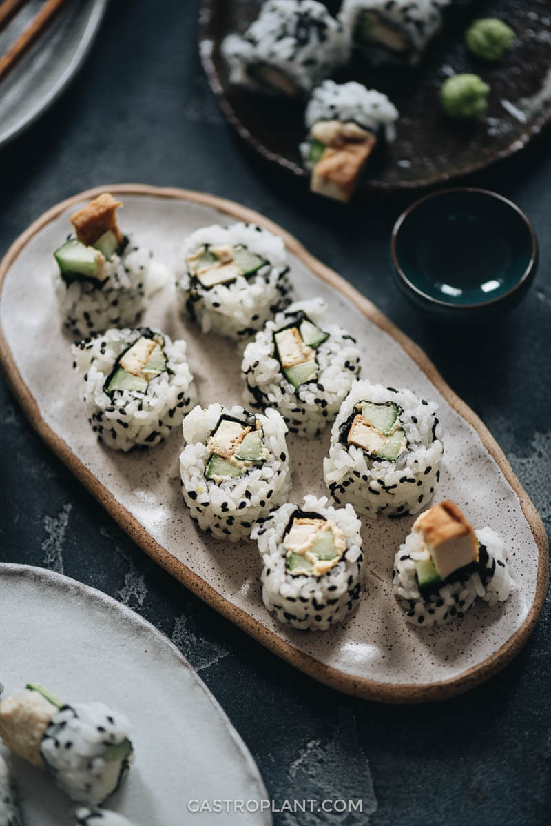 Vegan Lemon Tofu Sushi Rolls with Cucumber