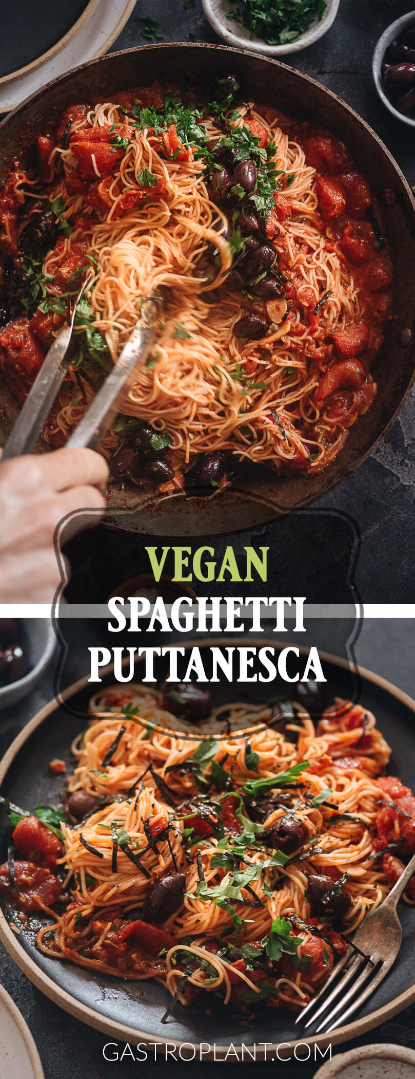 Easy Vegan Spaghetti Puttanesca Collage