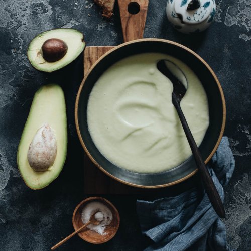 Easy vegan chilled avocado soup