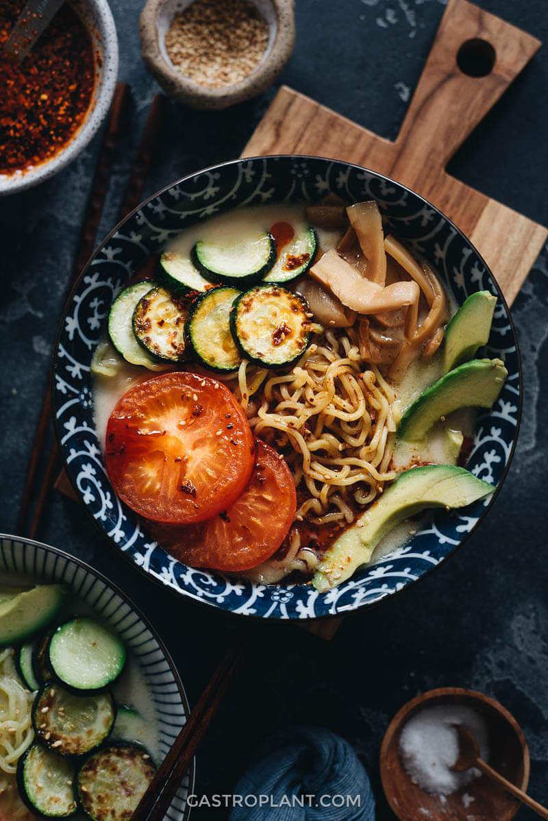 Light creamy soy milk ramen noodle soup