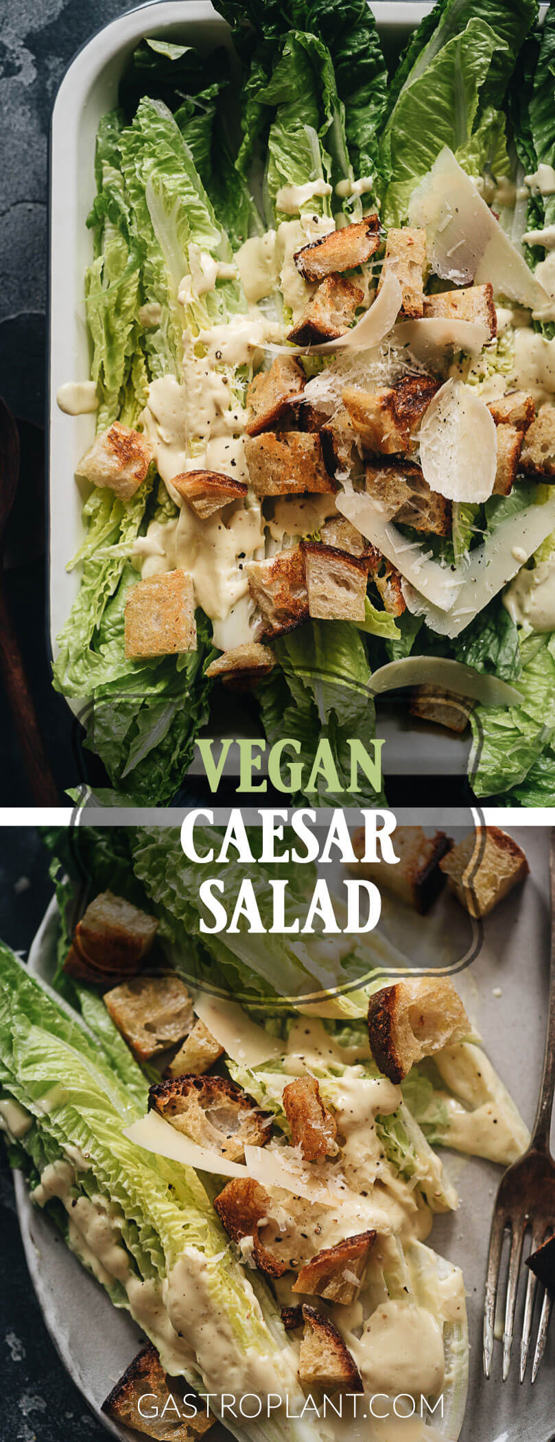 Healthy Dairy-Free Vegan Caesar Salad Collage