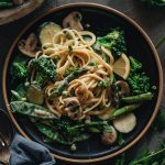 Healthy Vegan Pasta Primavera with Green Vegetables