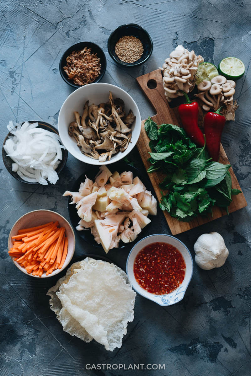 Ingredients for the easy healthy vegan jackfruit salad