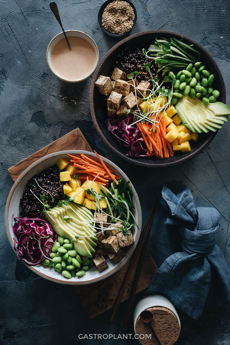 Spicy Rainbow Poke Bowls