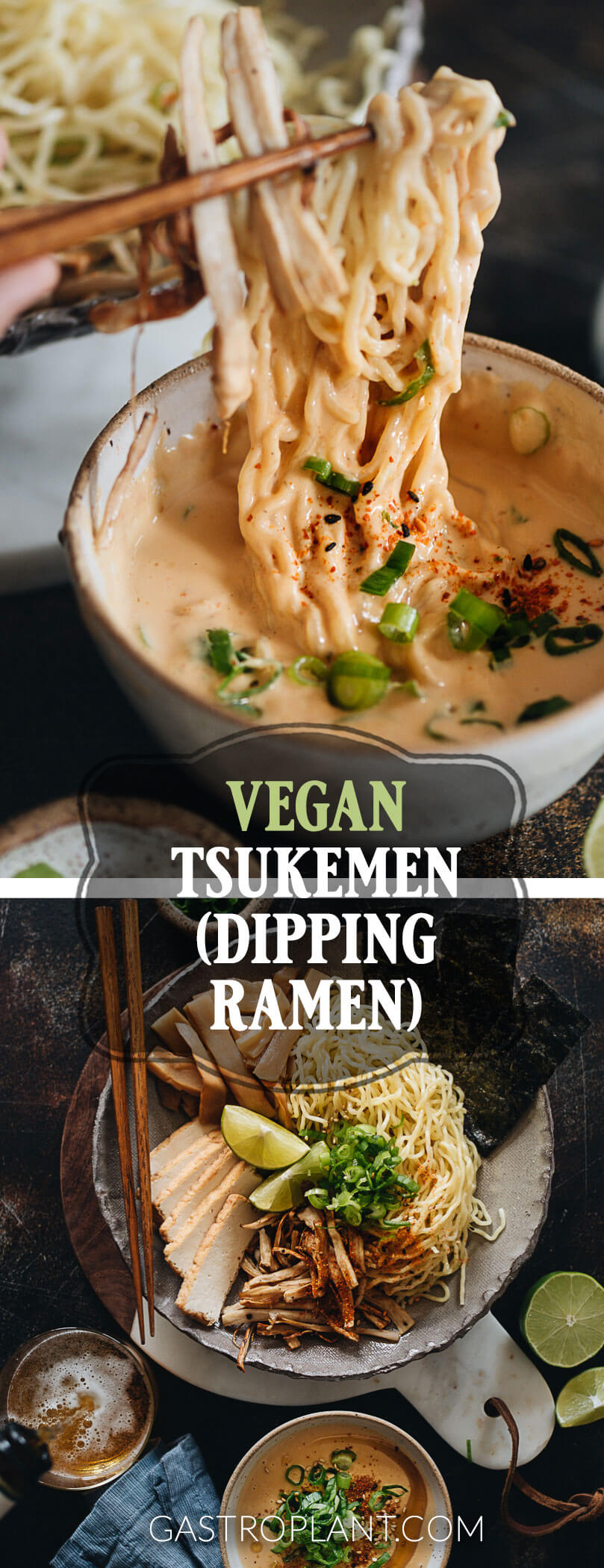 Creamy vegan tsukemen dipping ramen