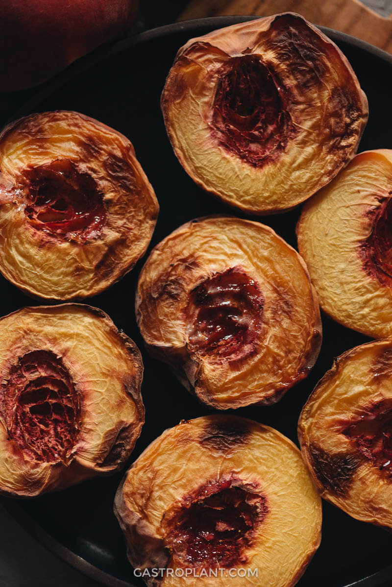 Close up of the flavorful air fryer peaches