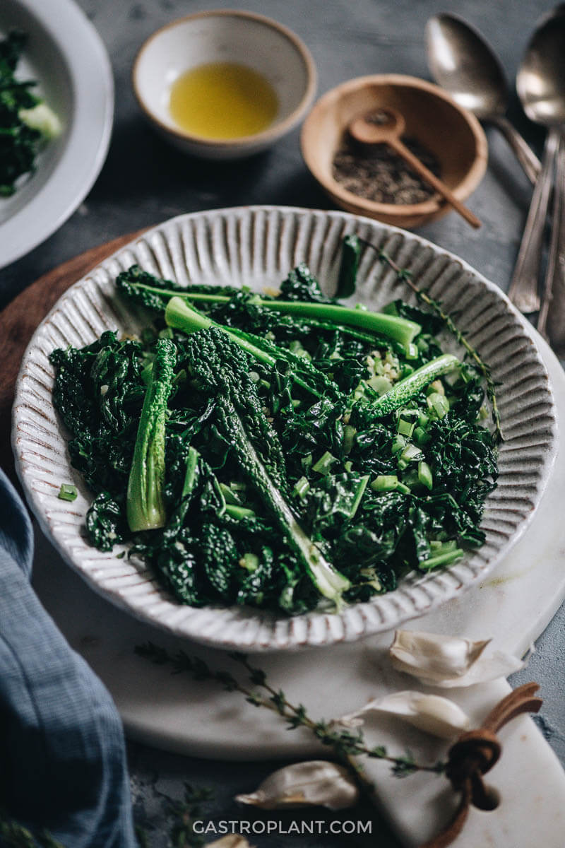 Quick 3-Ingredient Sauteed Kale Stir Fry