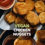 Crispy meaty vegan chicken nuggets collage