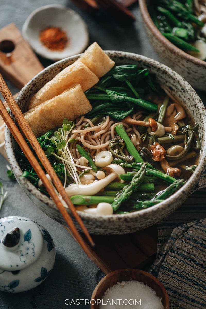 Vegan Soba Noodle Soup (Sansai Soba) - Gastroplant