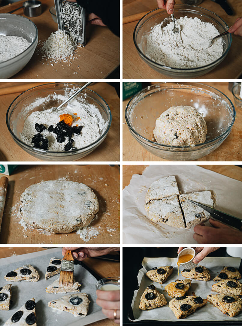 Cooking process for orange prune scones